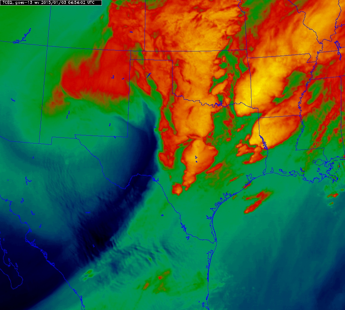 Water vapor satellite image taken around 11 pm on Friday, January 2, 2015.
