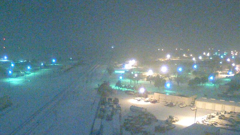 Snow falling in Shallowater late Friday night (Jan. 2, 2015). The image is courtesy of KAMC.