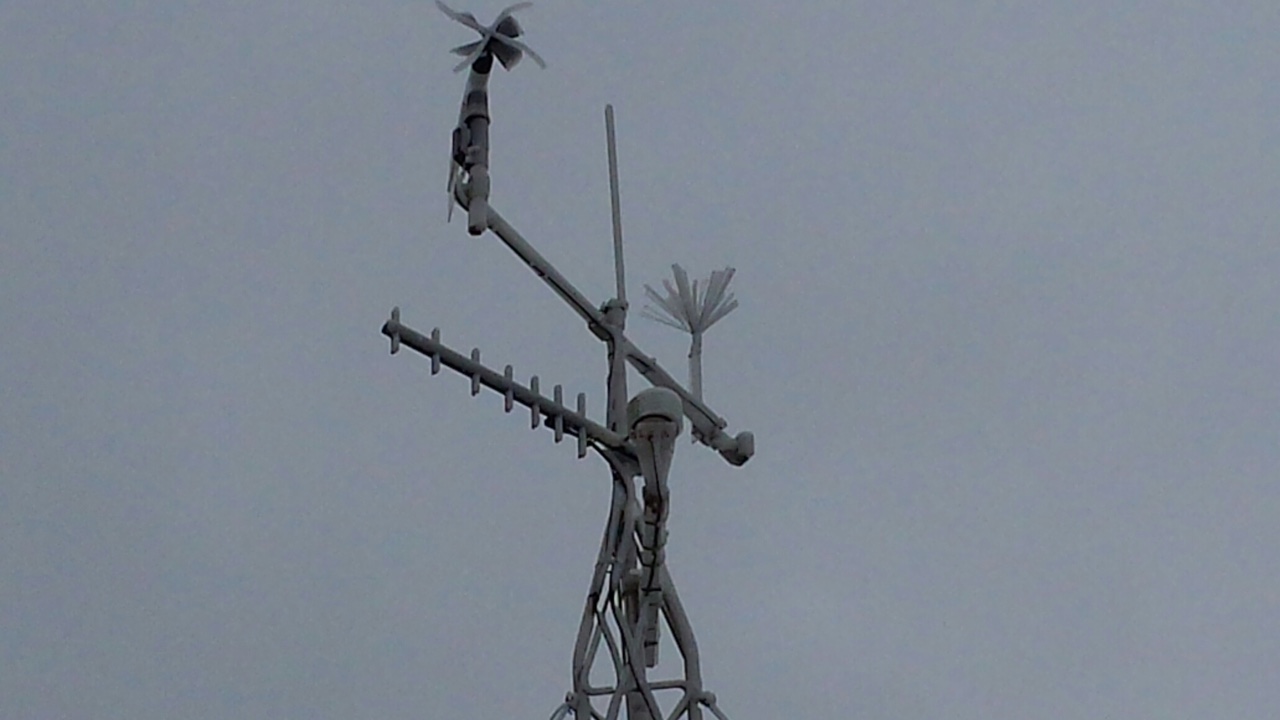 Ice frozen on the top of a West Texas Mesonet state near Anton, TX, on Monday, February 23, 2015. The picture is courtesy of Wes Burgett.