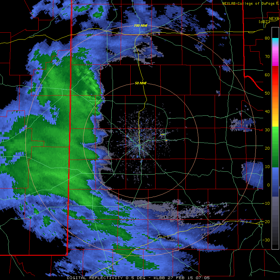 Lubbock radar loop valid from 1:05 am to 10:48 am CST on Friday, January 27, 2015