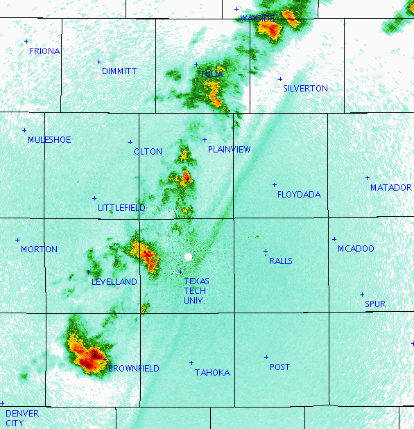 Radar image from midday Monday