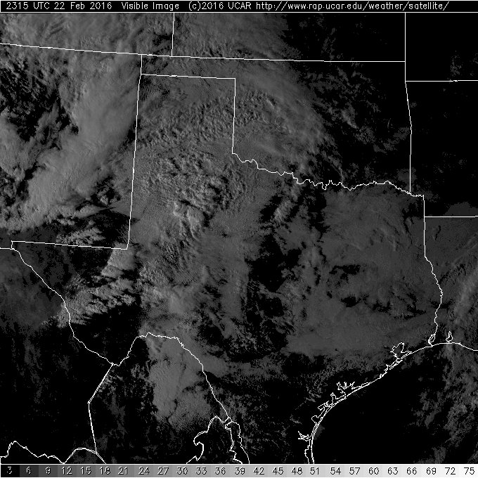 Visible satellite images captured at 5:15 pm on Monday, 22 February 2016.