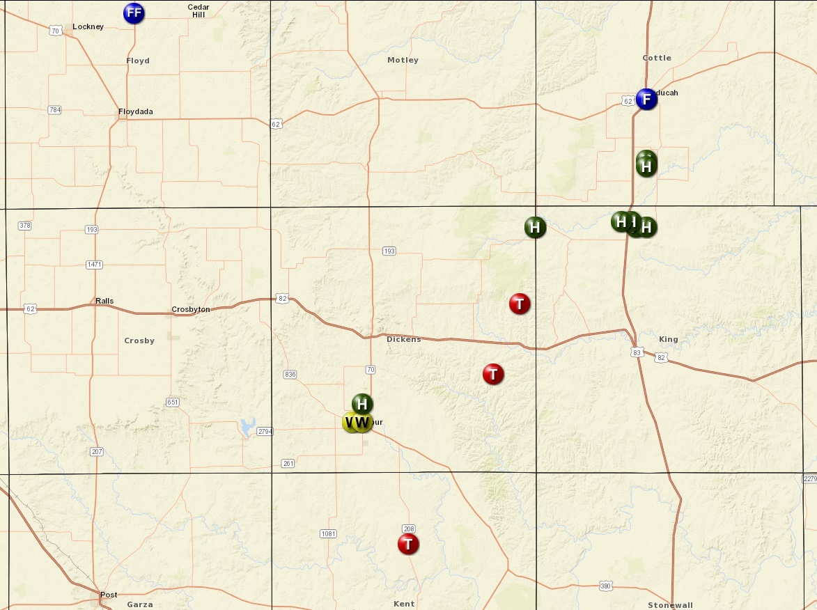 Map of preliminary storm reports for April 16, 2016.