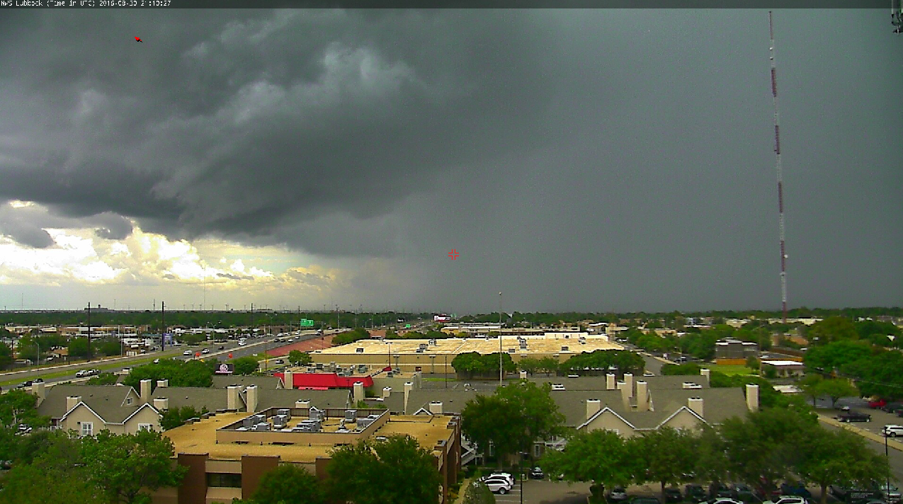 Heavy rain shower approaching south Lubbock from the east during the late afternoon of Tuesday, 30 August 2016.