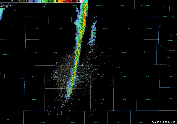 Radar image around 11 am on December 25, 2016