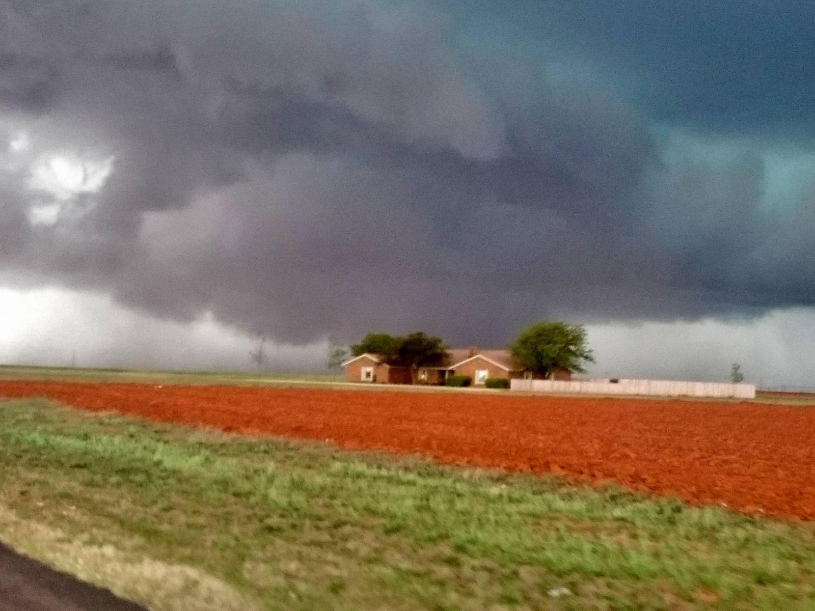 View of a severe thunderstorm between Denver City and Seagraves Wednesday afternoon. The image is courtesy of Bobby Jo Kelley and KCBD.