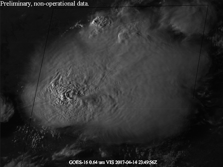 GOES16 satellite image of the supercell thunderstorm in Castro County