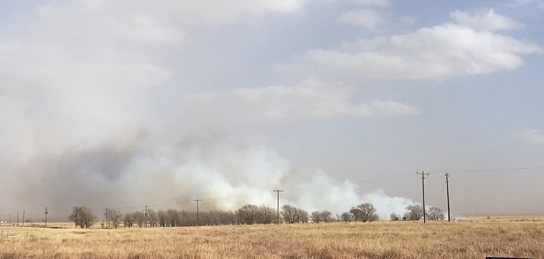 Photo of a grass fire near Anton, Texas on January 21, 2018