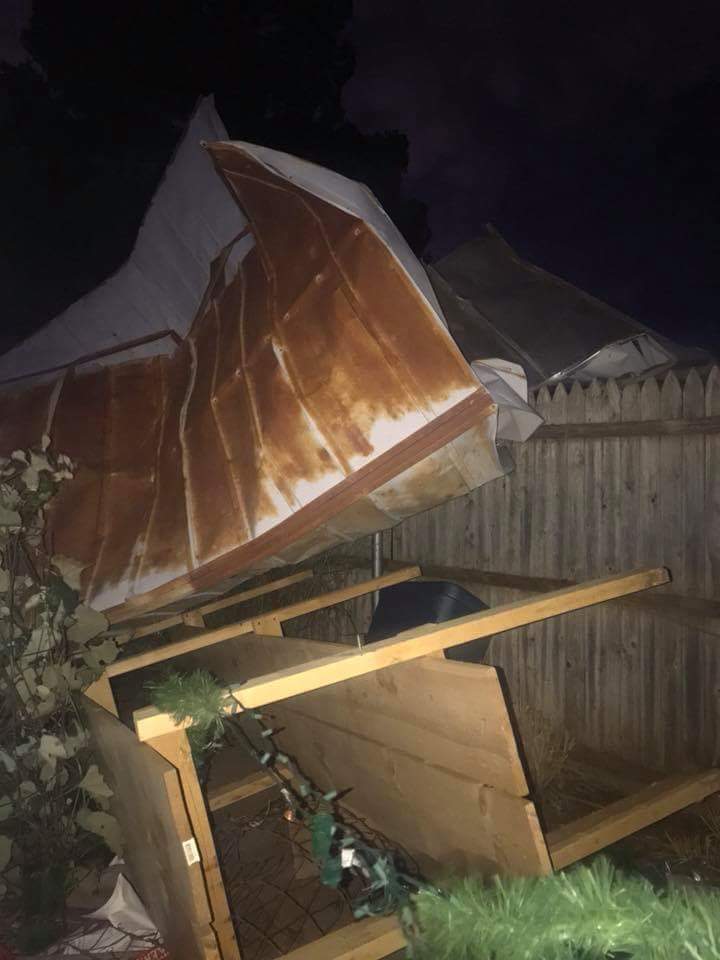 Wind damage in the town of Memphis, Texas.