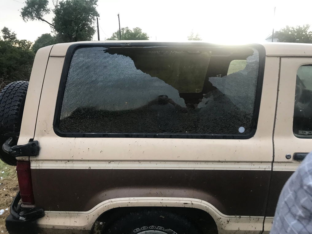 Damage sustained from large hail and strong winds in Estelline on 13 May 2018. The picture is courtesy of Jose Duran.