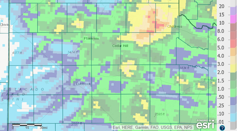 7 day radar-estimated and bias-corrected rainfall ending at 7 am on 18 May 2018.