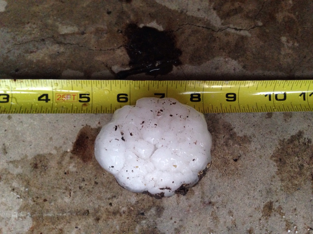 Large hail that fell in southwest Lubbock Saturday evening (19 May 2018). The picture is courtesy of Robert Barritt. 