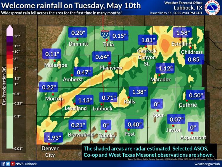 24-hour radar-estimated rainfall and selected observations ending at 7 am on 11 May 2022. 