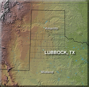 Map of the Lubbock County Warning Area