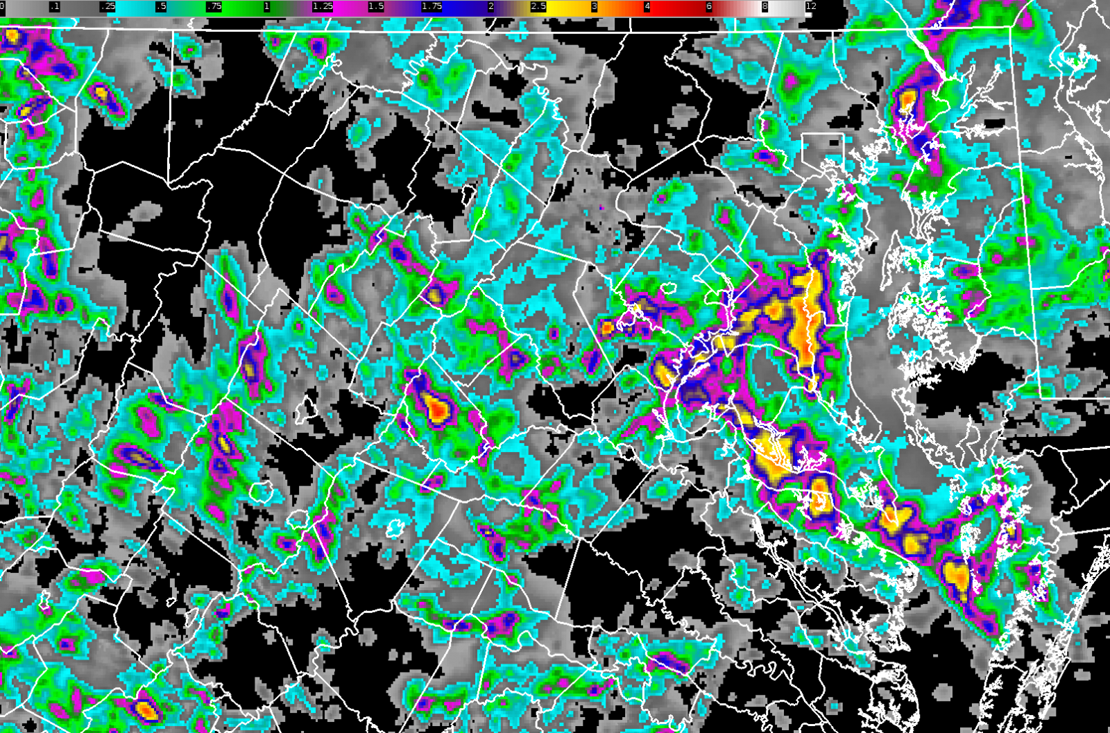 yesterdays rainfall