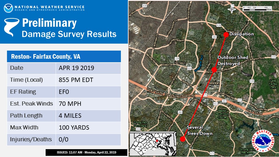 Damage path of Reston tornado