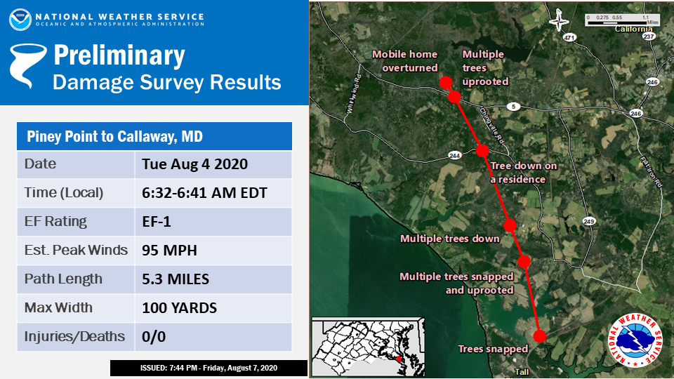 Piney Point-Callaway, MD EF-1 tornado