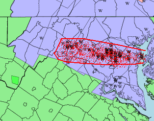 wind damage area map