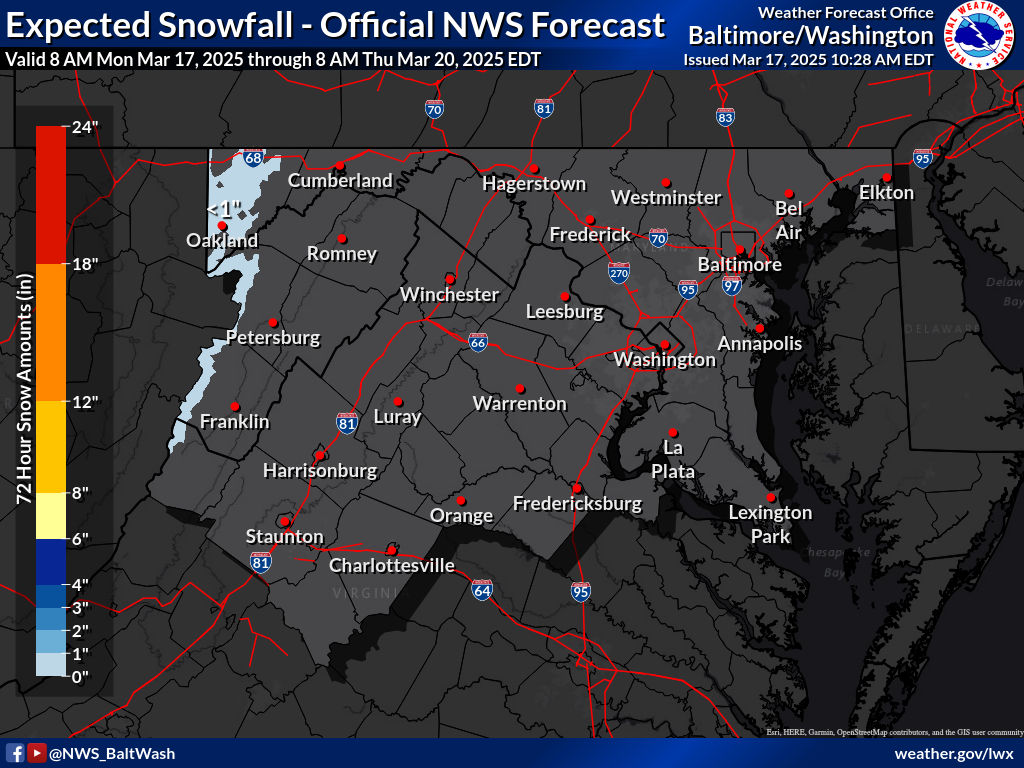 Expected Snowfall - Official NWS Forecast