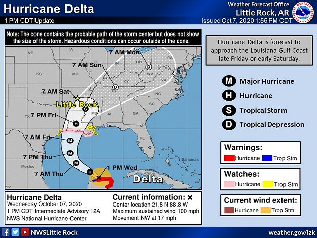 Delta was the twenty fifth named storm of the 2020 tropical season in the Atlantic basin, and the tenth tropical system to make landfall (on 10/09/2020) in the United States (a record).