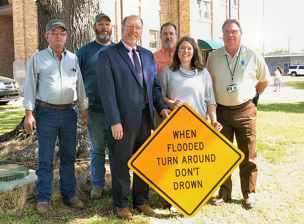 Flood safety signs were presented at Malvern (Hot Spring County) on 04/22/2019, Hot Springs (Garland County) on 02/10/2020, and Centerton (Benton County) on 03/04/2020.