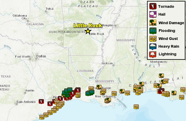 Severe weather and flash flooding were confined to locations along the Gulf Coast in the twenty four hour period ending at 800 am CST on 01/25/2023.