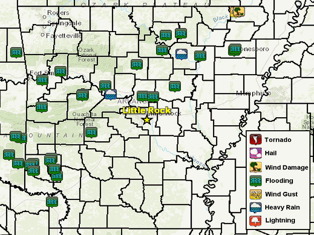 There were isolated severe weather reports and numerous flash flood reports in northern and western Arkansas on 02/08/2023.
