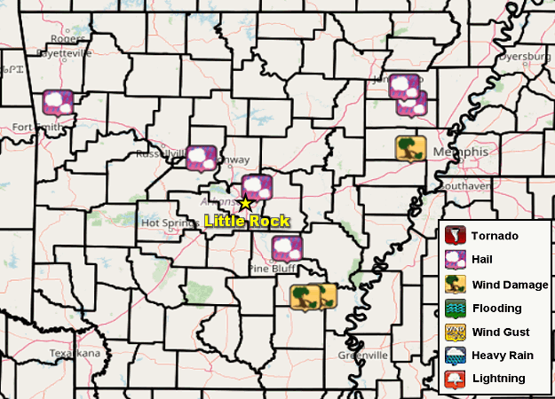 There were a few reports of large hail and damaging thunderstorms winds on March 4-5, 2024.