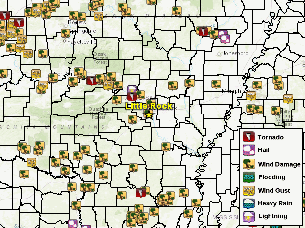 There were numerous reports of severe weather (mainly wind damage) across Arkansas on 06/18/2023.