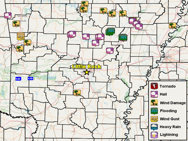 There were multiple reports of damaging winds/wind gusts, heavy rain, and flash flooding on August 7-12, 2023.