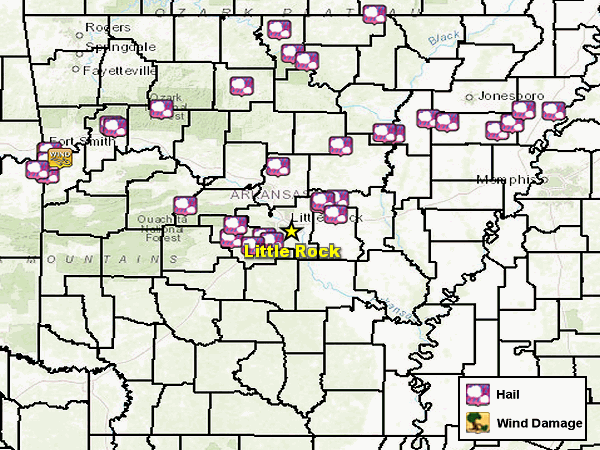 Severe weather reports (mostly hail) on 10/15/2022.