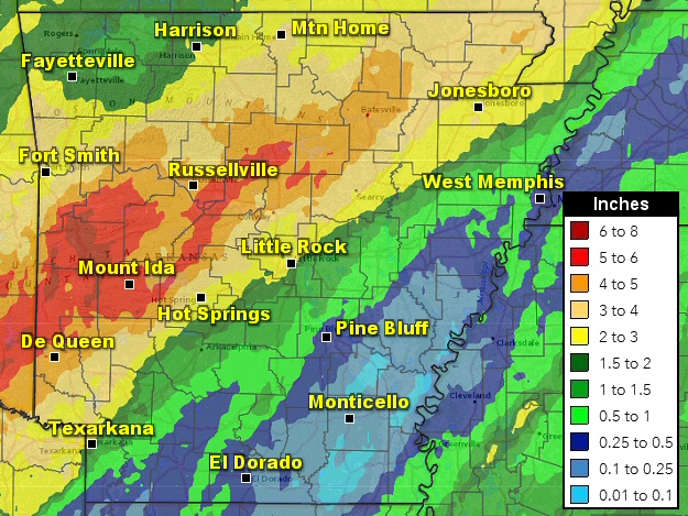 Forty eight hour rainfall through 600 am CST on 02/09/2023.