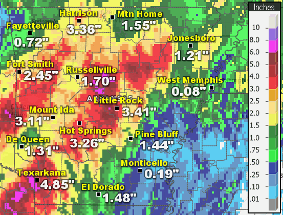 Twenty four hour rainfall through 700 am CDT on 07/09/2024.