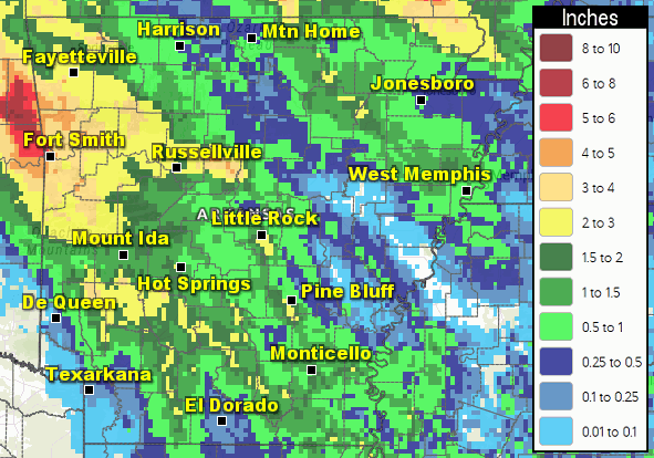 Six day rainfall ending at 700 am CDT on 08/19/2024.