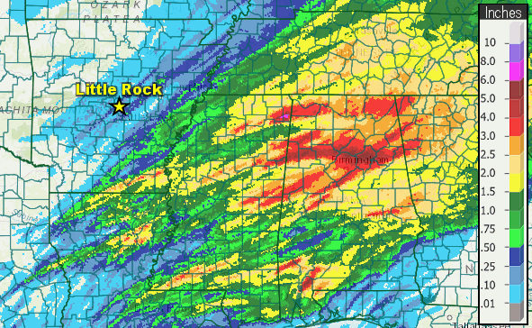 Twenty four hour rainfall through 600 am CST on 11/30/2022.