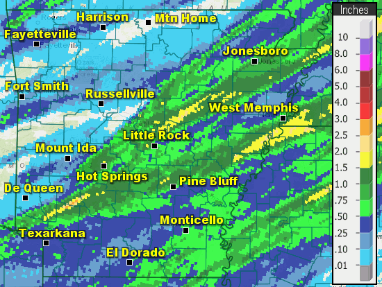 Twenty four hour rainfall through 600 am CST on 12/11/2021.