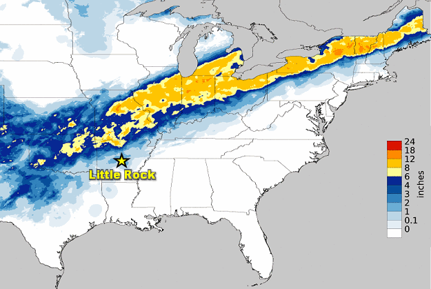 There was a swath of heavy snow from the southern Plains to Maine in the seventy two hour period ending at 600 am CST on 02/04/2022.
