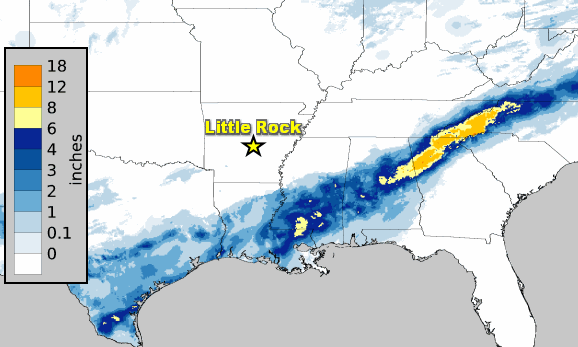 Heavy snow blanketed areas from south Texas to the Carolinas on December 7-9, 2017.