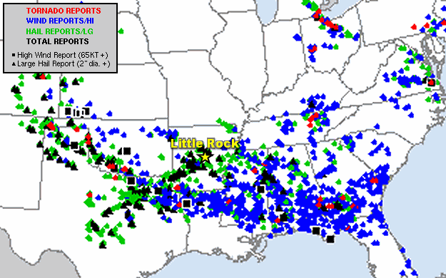 From the Rockies eastward, there were hundreds of reports of severe weather on June 11-16, 2023. The graphic is courtesy of the Storm Prediction Center.