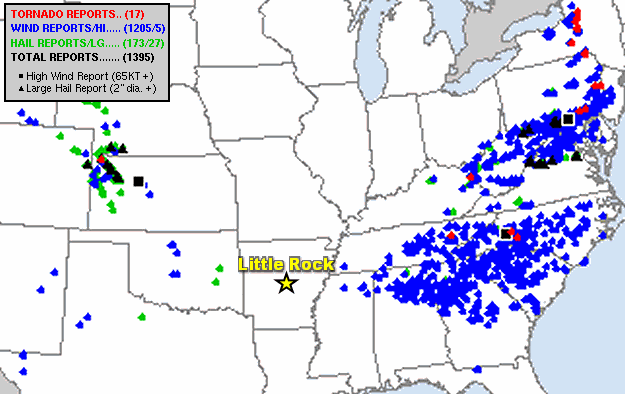 There were hundreds of severe weather reports (mainly damaging winds) from the Tennessee Valley and central Appalachians to the mid-Atlantic Coast and then north to the eastern Great Lakes on August 7-8, 2023.