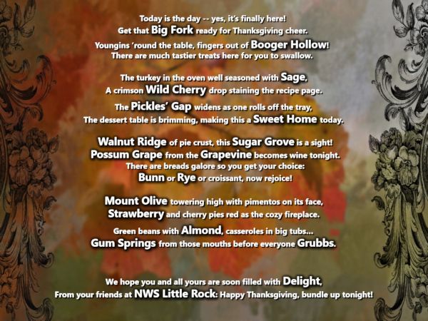 A Thanksgiving poem from your friends at NWS Little Rock. 
