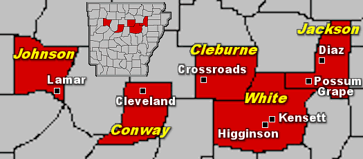 At least eight tornadoes (rated EF0 to EF2) were spawned across five counties in northern and central Arkansas from the evening of February 28th through the early morning hours of March 1st, 2017.