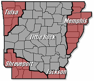County Warning Areas in Arkansas
