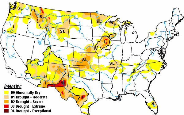 Drought conditions as of 06/28/2022.