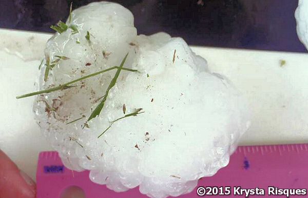 Hail bigger than baseballs (three inches in diameter) was measured at Hot Springs (Garland County) during the afternoon of 04/19/2015.