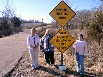 Tabitha Clarke (Senior Service Hydrologist, National Weather Service Little Rock), Mayor Nina Thornton (Mayor of Hardy), Audrey Campbell (Water Clerk).