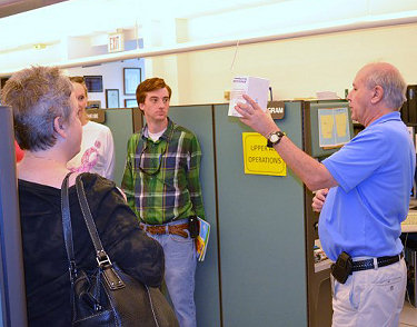 A radiosonde (attached to a weather balloon) is shown during a tour of NWS Little Rock (Pulaski County) at an open house held in October, 2012.