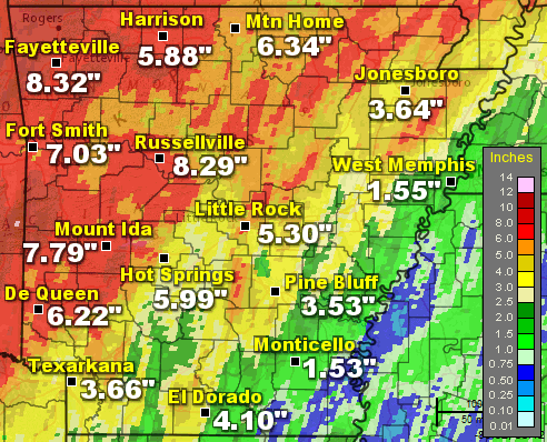Seventy two hour rainfall through 600 pm CST on 12/28/2015.