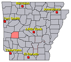 Preliminary reports of flash flooding in the Little Rock County Warning Area on June 11, 2010 (in red).