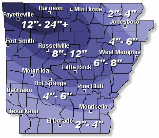 One to two feet of snow piled up in northwest Arkansas on 02/09/2011.